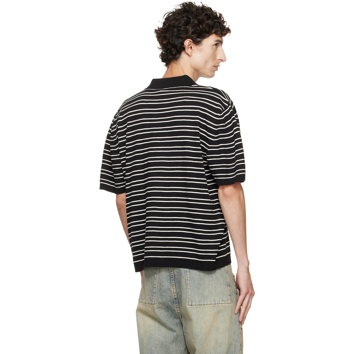 Represent Black & White California Striped Polo