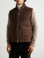 Valstar - Locke Wool-Trimmed Quilted Suede Down Gilet - Brown