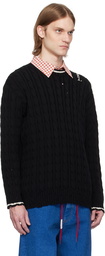 Marni Black Dishevelled Cable Sweater