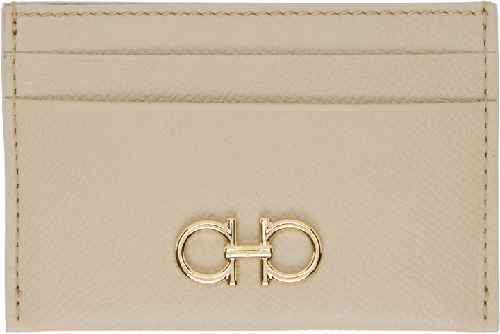 Photo: Ferragamo Beige Gancini Credit Card Holder