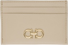 Ferragamo Beige Gancini Credit Card Holder