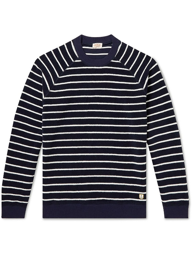 Photo: Armor Lux - Logo-Appliquéd Striped Organic Cotton-Terry Sweatshirt - Blue