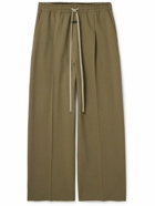Fear of God - Wide-Leg Pleated Logo-Appliquéd Virgin Wool Drawstring Trousers - Brown