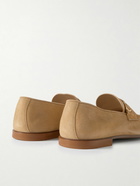 FERRAGAMO - Embellished Suede Loafers - Brown