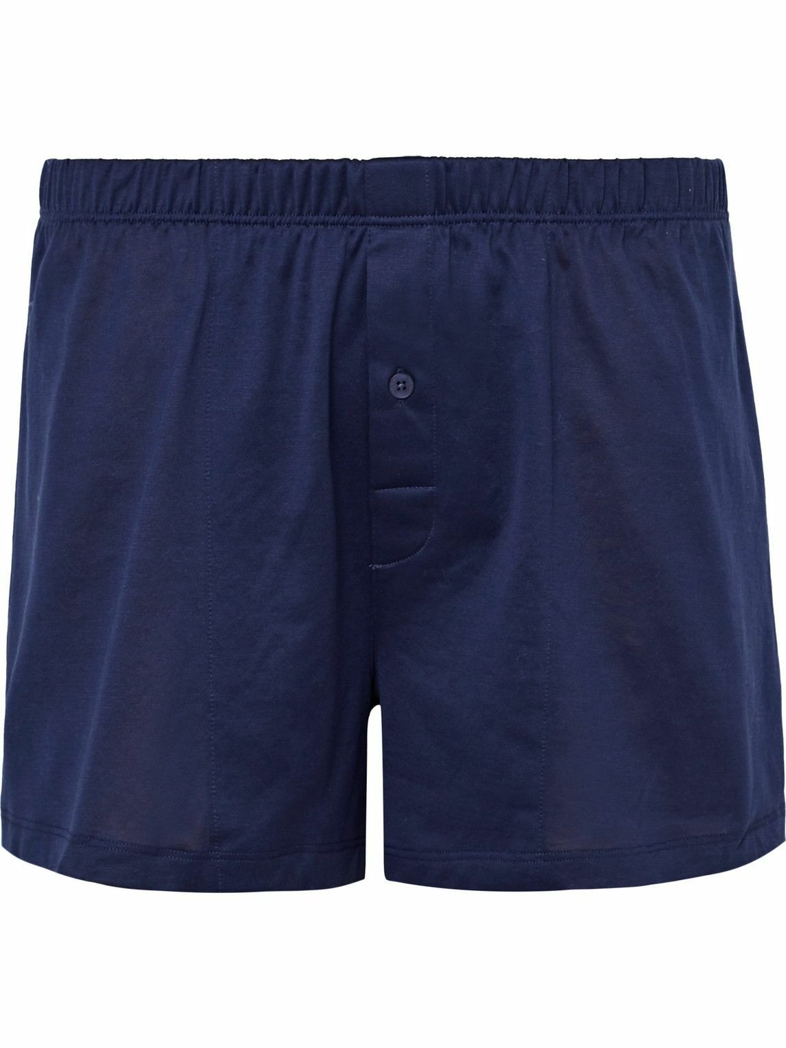 Photo: Hanro - Sporty Mercerised Cotton Boxer Shorts - Blue