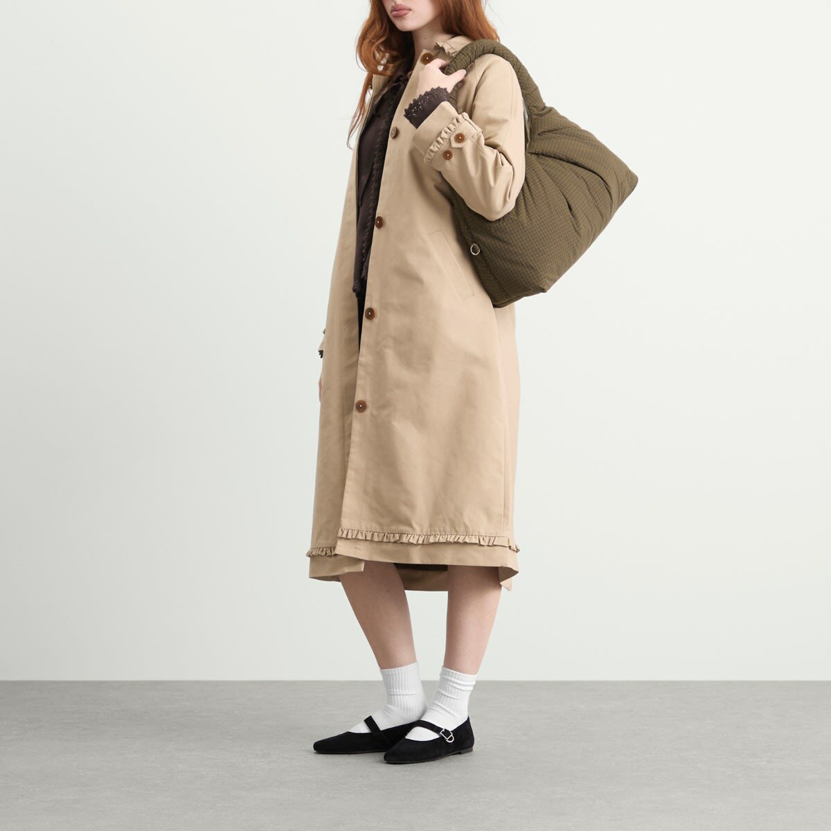 My Mum Made It Women's Large Pleat Puffer Tote Bag in Ivy Check 