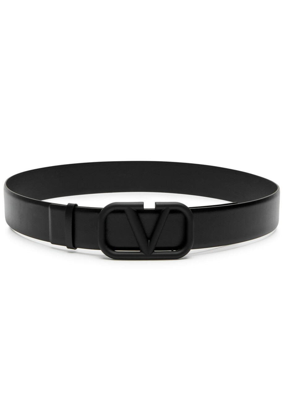 Valentino Vlogo Leather Belt Black