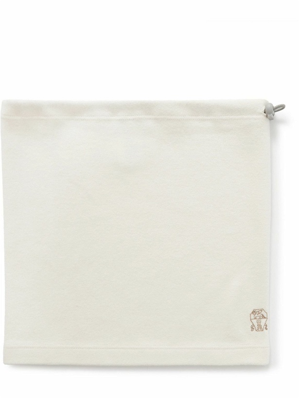 Photo: Brunello Cucinelli - Logo-Embroidered Cashmere and Cotton-Blend Neck Warmer - White