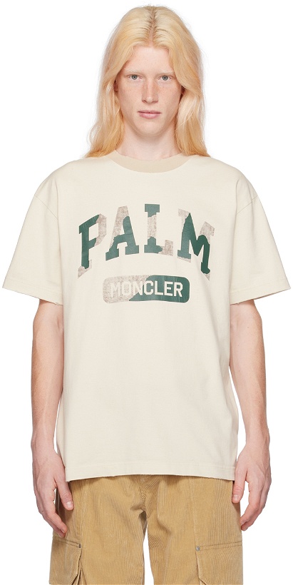 Photo: Moncler Genius Moncler x Palm Angels Beige T-Shirt