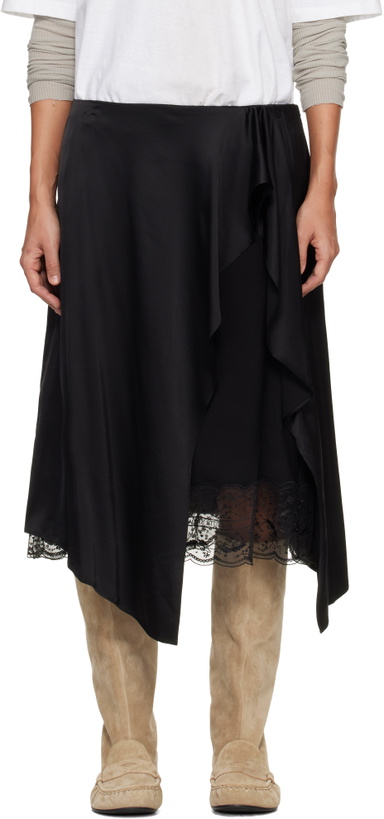 Photo: Acne Studios Black Layered Satin Midi Skirt