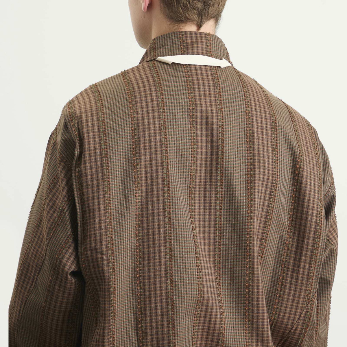 Merely Made Men's Fringe Check Jacket in Brown