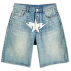 A Bathing Ape Men's Twin Star Denim Shorts in Light Indigo