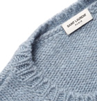 Saint Laurent - Robot-Intarsia Wool-Blend Sweater - Men - Light blue