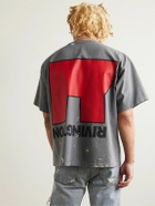 RRR123 - Love Stuff Paint-Splattered Logo-Print Cotton-Jersey T-Shirt - Gray