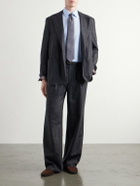 Oliver Spencer - Orsman Flared Pleated Striped Wool-Blend Suit Trousers - Gray