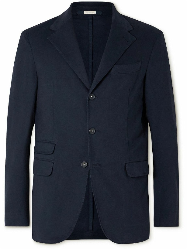 Photo: Massimo Alba - Unstructured Cotton-Blend Twill Suit Jacket - Blue