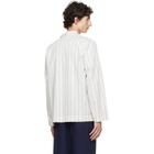 Tekla Off-White & Blue Poplin Long-Sleeved Pyjama Shirt
