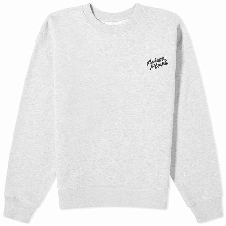 Photo: Maison Kitsuné Women's Handwriting Comfort Sweatshirt in Light Grey Melange/Black