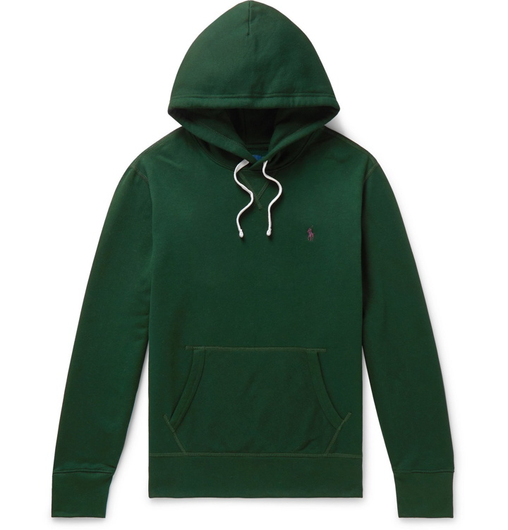 Photo: Polo Ralph Lauren - Embroidered Cotton-Blend Jersey Hoodie - Green