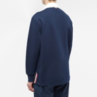 Thom Browne Men's Contrast Collar Long Sleeve Polo Shirt in Navy