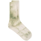 Anonymous Ism Uneven Dye Crew Sock in Moss