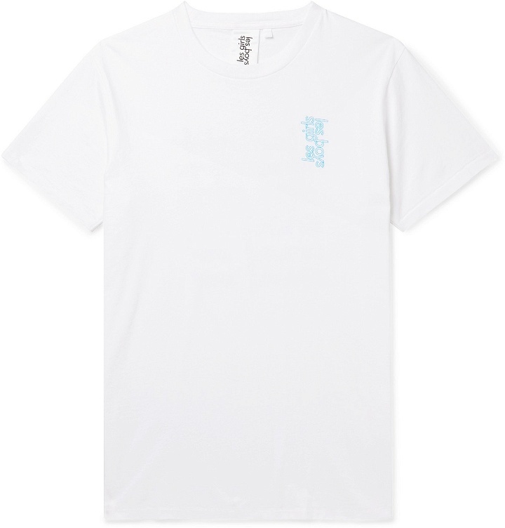 Photo: Les Girls Les Boys - Logo-Print Cotton-Jersey T-Shirt - White