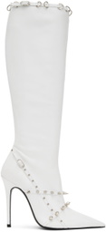 Abra White Spike Boots