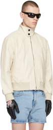 Ernest W. Baker Beige Harrington Leather Jacket