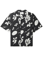 FRAME - Camp-Collar Printed Cotton and Silk-Blend Shirt - Black