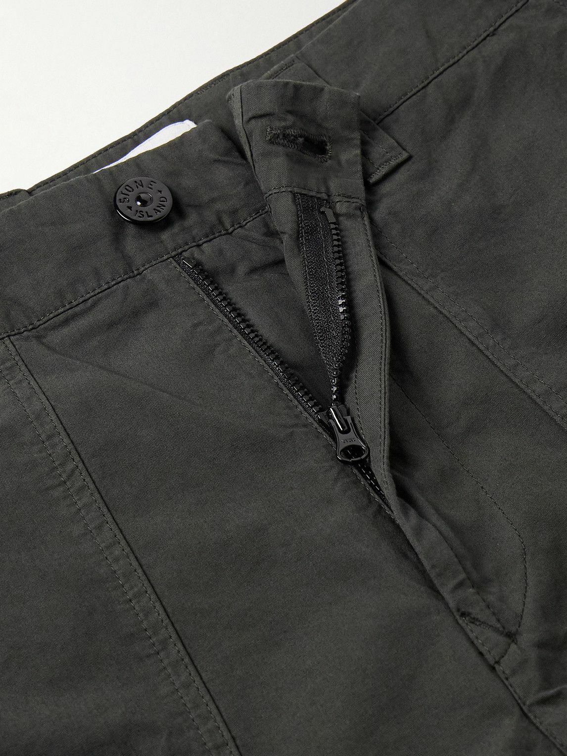 Stone Island - Straight-Leg Garment-Dyed Organic Cotton-Canvas Trousers - Gray