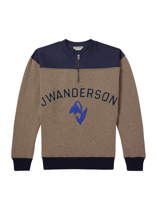 Photo: JW Anderson - Logo-Embroidered Wool-Blend Jersey Sweatshirt - Brown
