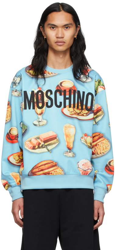 Photo: Moschino Blue Food Print Sweatshirt
