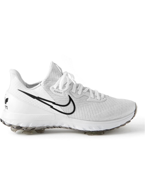 Photo: NIKE GOLF - Air Zoom Infinity Tour Rubber-Trimmed Flyknit Golf Shoes - White
