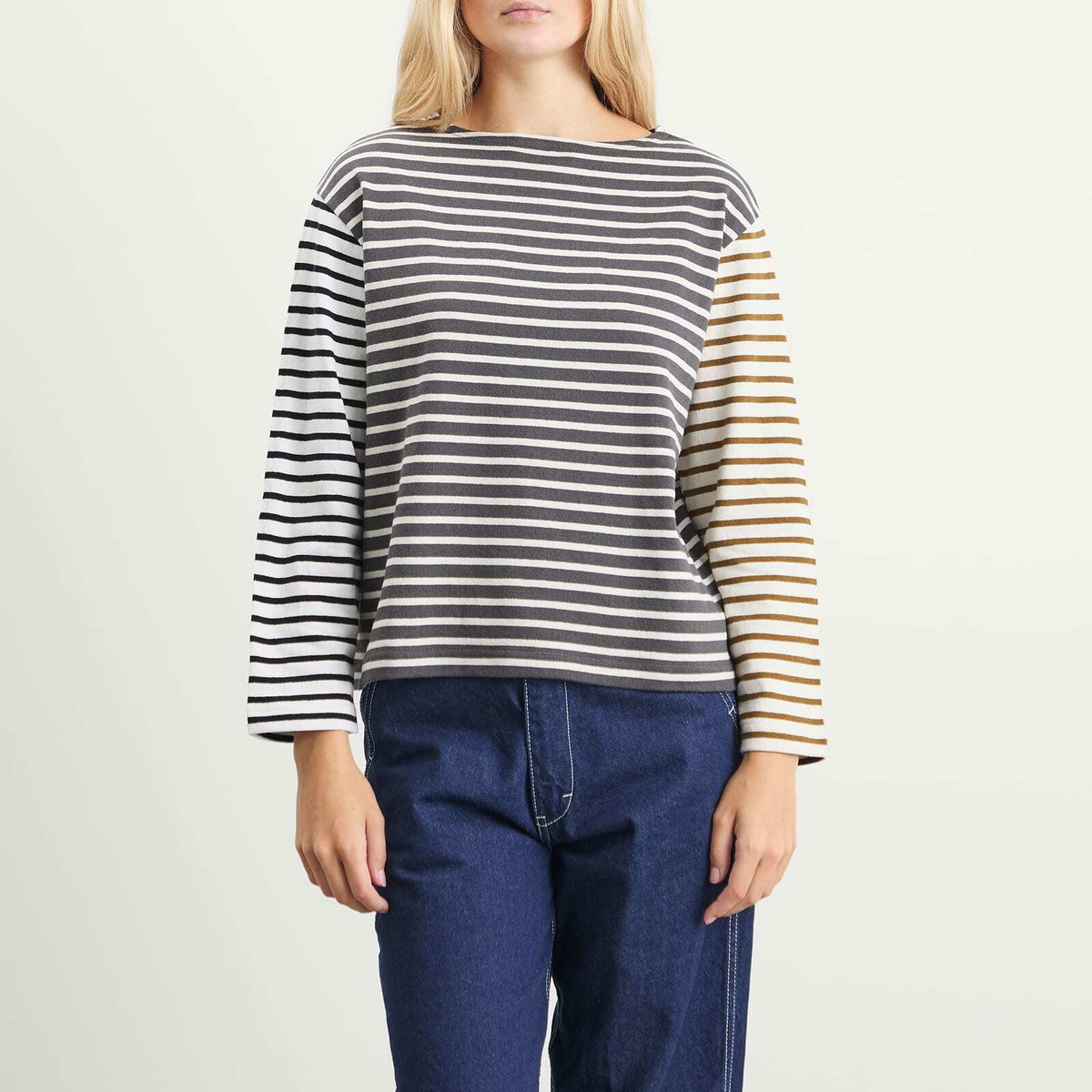 Beams Boy Women's Elbow Patch Basque Long Sleeve T-Shirt in Multi