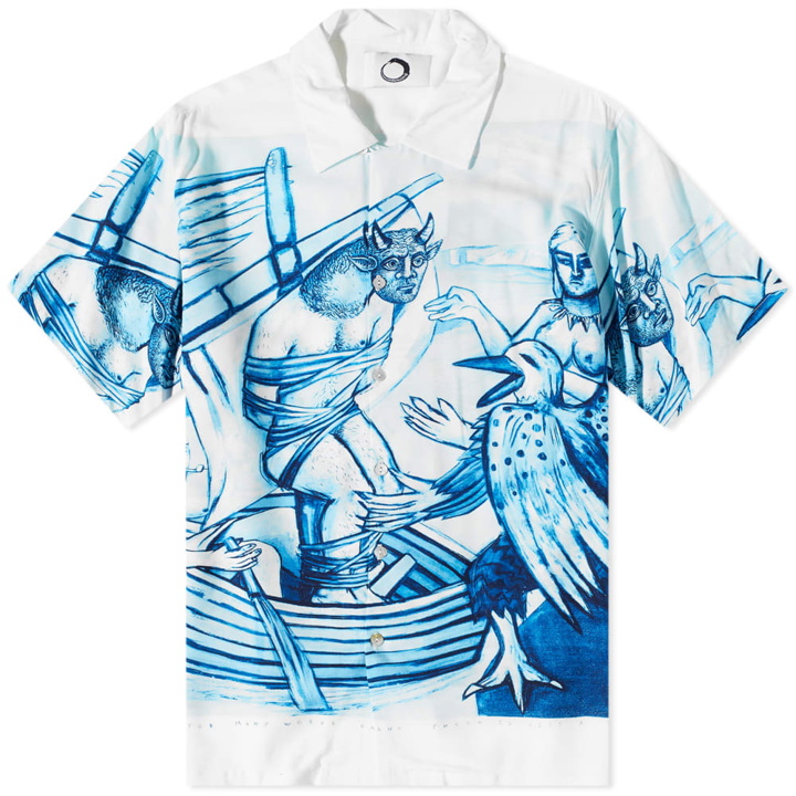 Photo: Endless Joy Men's Odysseus Vacation Shirt in White/Blue