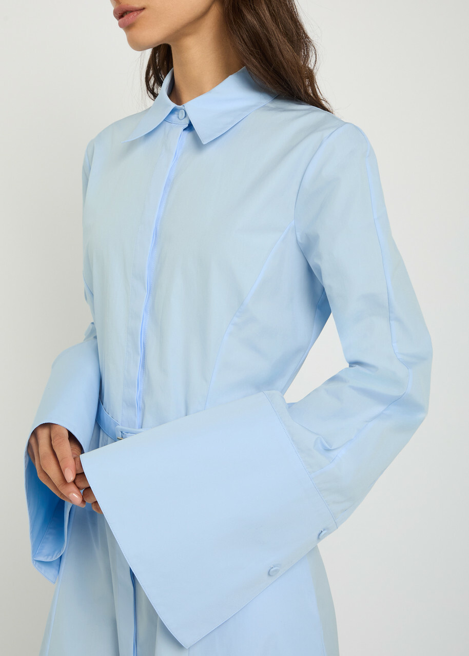 Gabriela Hearst Carmina Belted Cotton-poplin Maxi Shirt Dress Light Blue