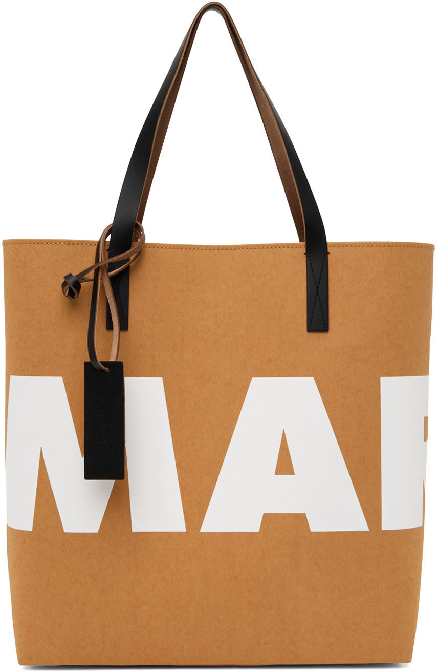 Marni Brown Paper Logo Tote Marni