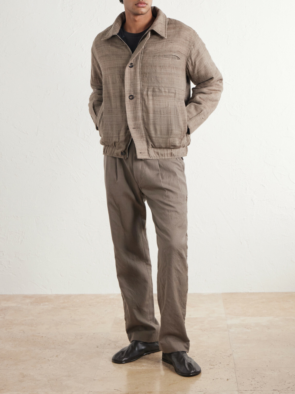 Kartik Research - Moni Padded Wool and Silk-Blend Blouson Jacket - Brown