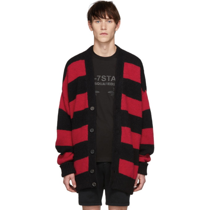 Photo: Dsquared2 Black and Red Striped Cardigan