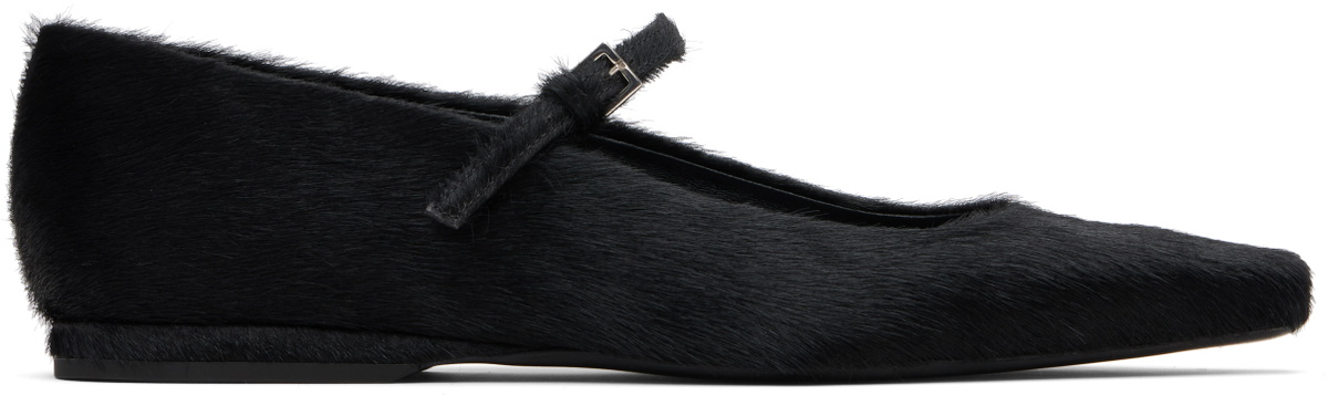 Loulou de Saison Black Leone Pony-Effect Leather Flats