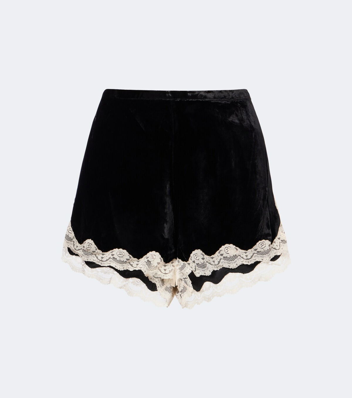 Rixo Lealia lace-trimmed velvet shorts