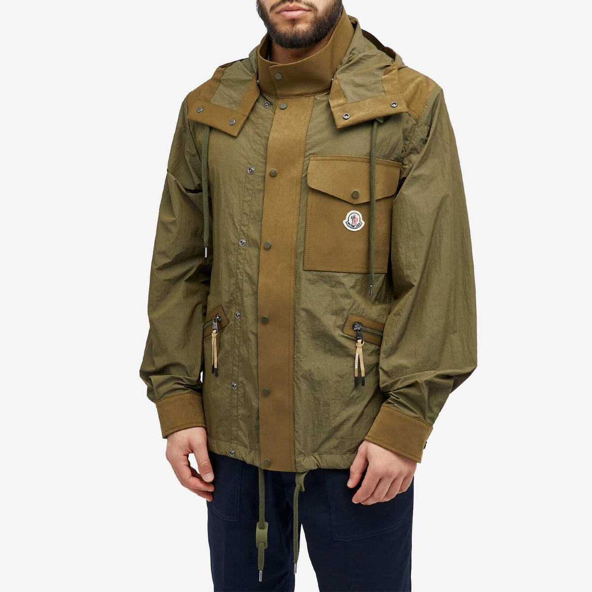 Moncler Men's Velan Crinkle Nylon Jacket in Green Moncler