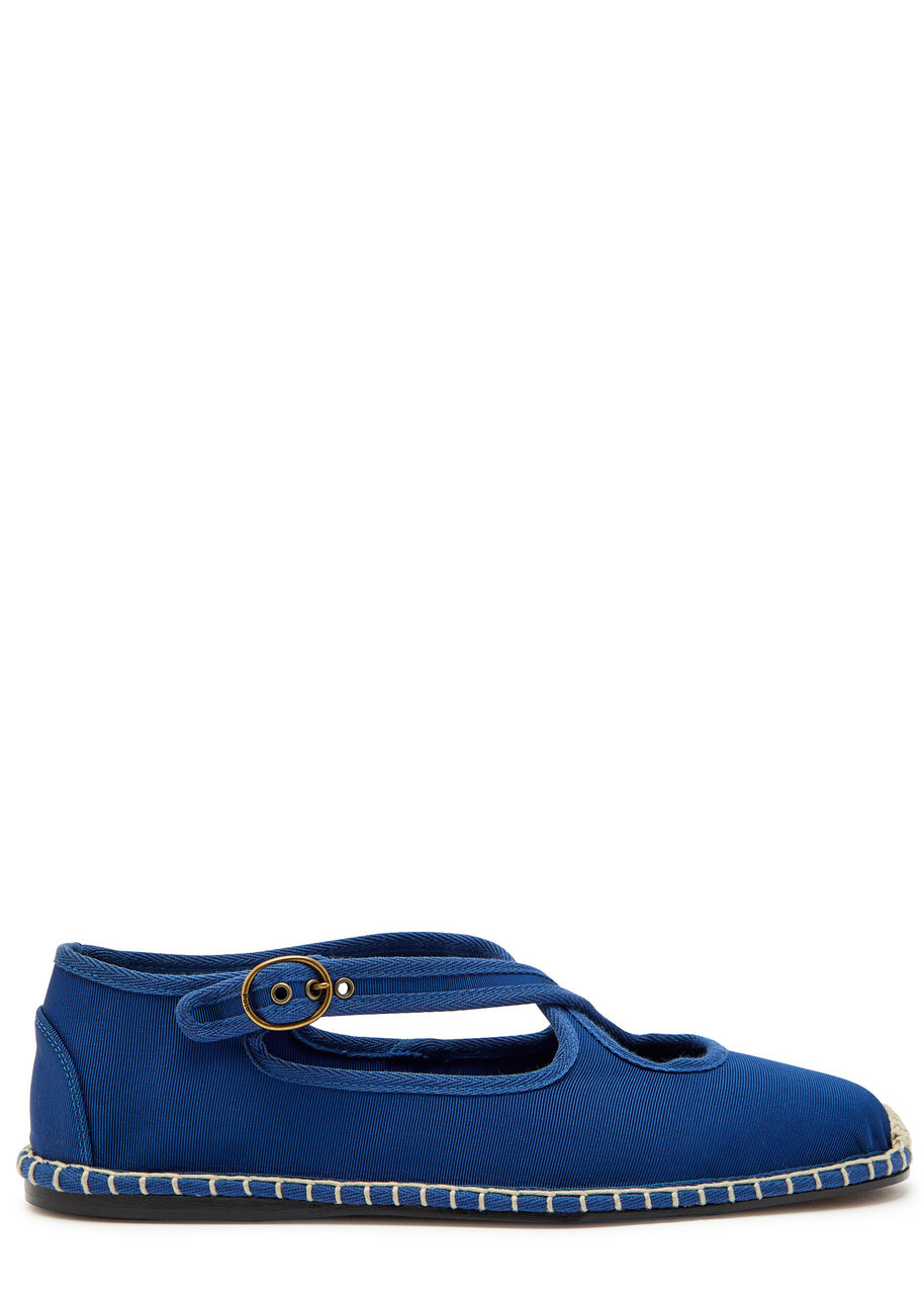 Polo Ralph Lauren Cross-over Grosgrain Espadrille Mary Jane Flats Navy