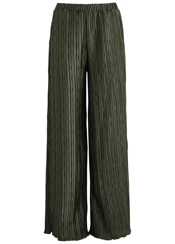 Photo: 16 Arlington Mandrake Plissé Satin Trousers Khaki