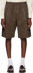 System Brown Side Detail Faux-Suede Shorts