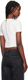 AREA White Zipper Bustier Cup T-Shirt