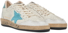 Golden Goose White & Blue Ball Star Low-Top Sneakers