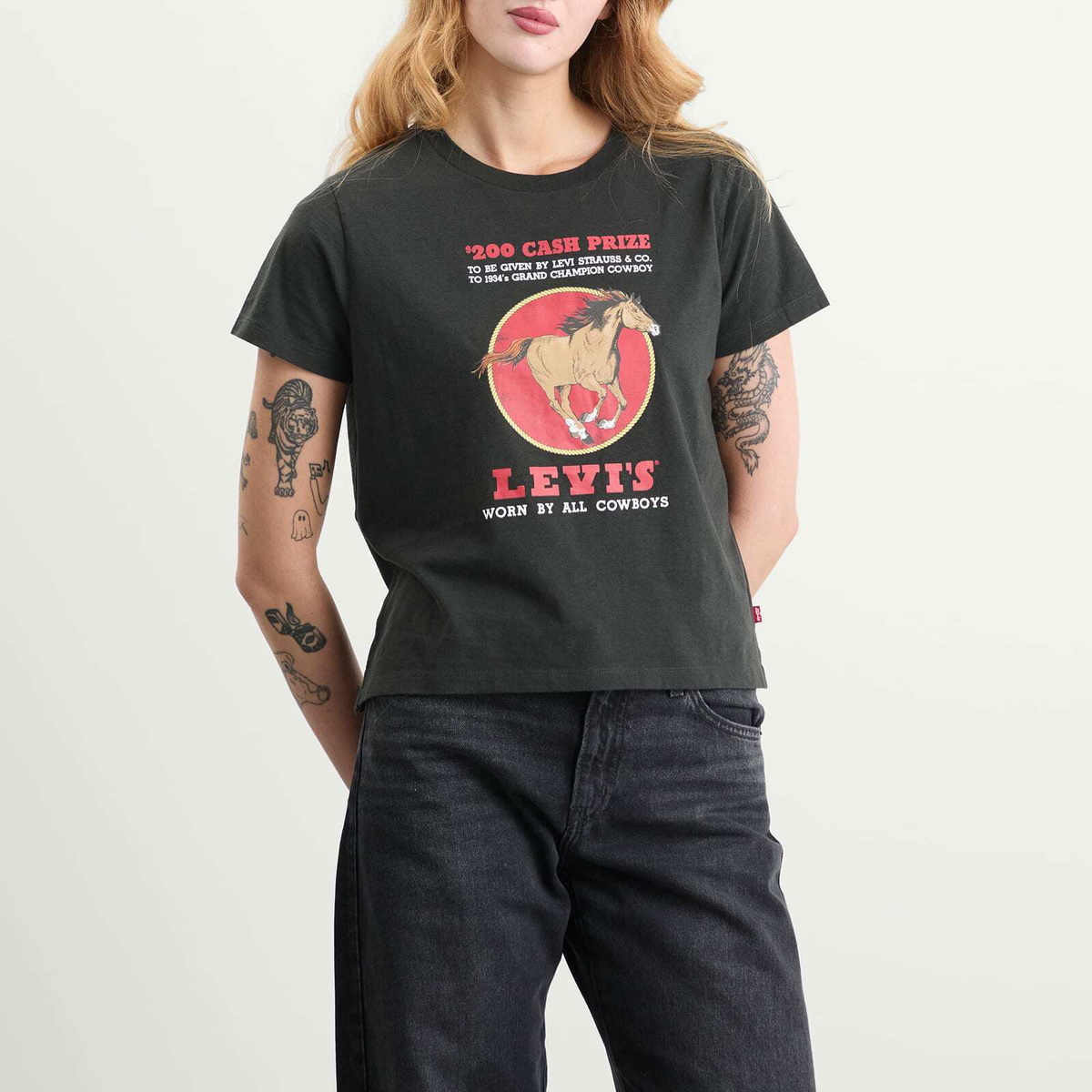 Levi's Women's Horse Print T-Shirt in Pirate Black