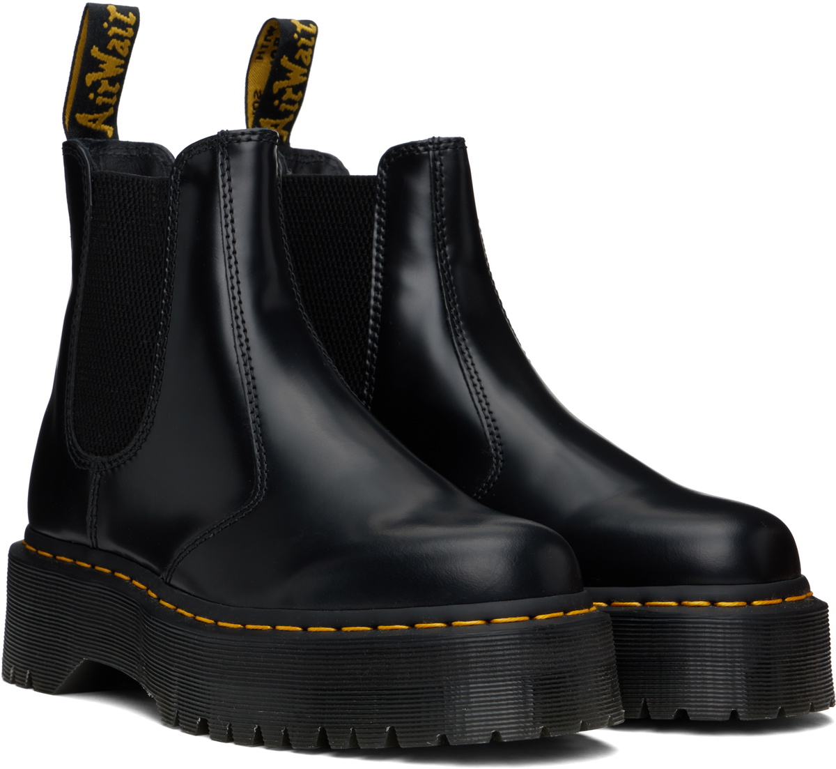 Dr. Martens Black 2976 Polished Smooth Platform Chelsea Boots