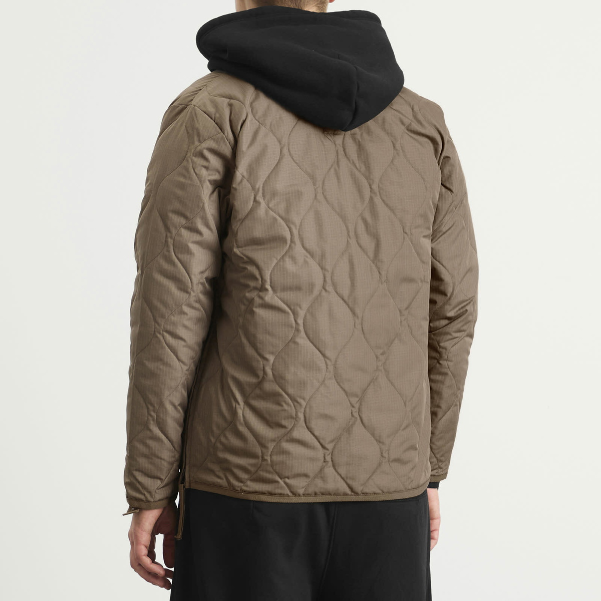 Taion Men's Military V-Neck Zip Down Jacket in Dark Khaki